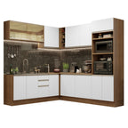 Cocina Integral de Esquina Glamy 4.60 m Marrón/Blanco 01