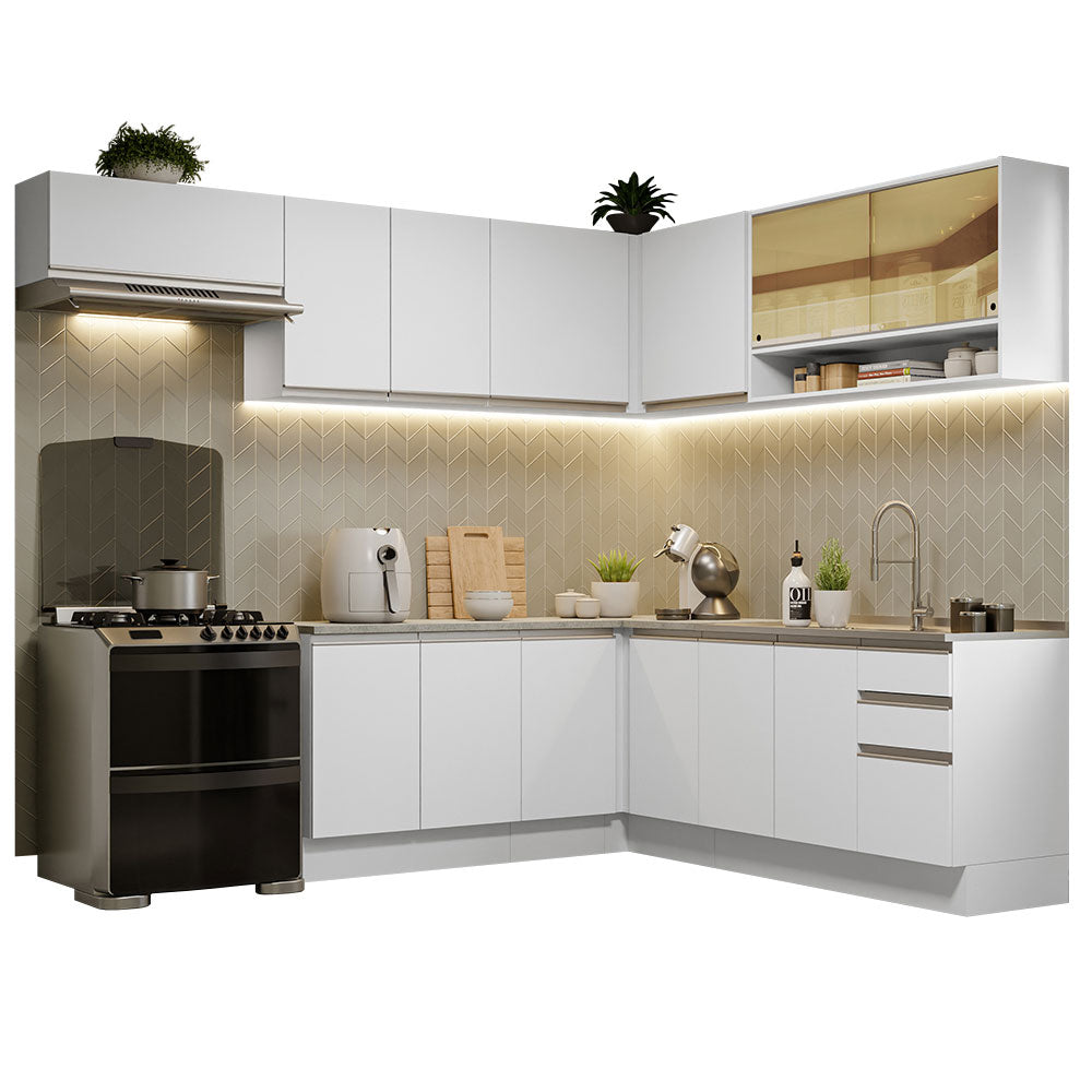 Cocina Integral de Esquina Glamy 4.70 m Blanco 01