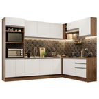 Cocina Integral de Esquina Glamy 4.80 m Marrón/Blanco 01