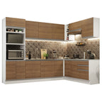 Cocina Integral de Esquina Glamy 4.80 m Blanco/Marrón 01