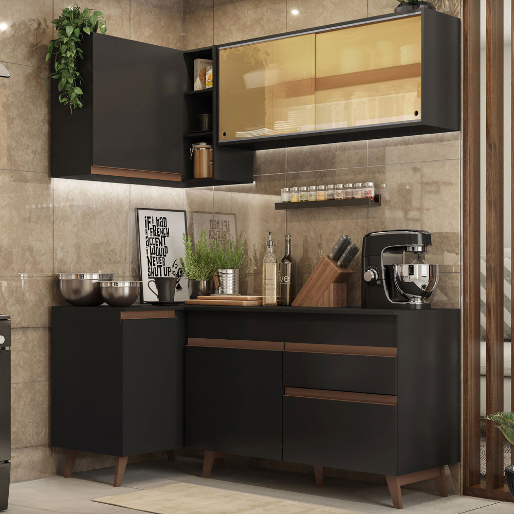 Cocina Integral de Esquina Reims 2.60 m con Encimera Negro 01