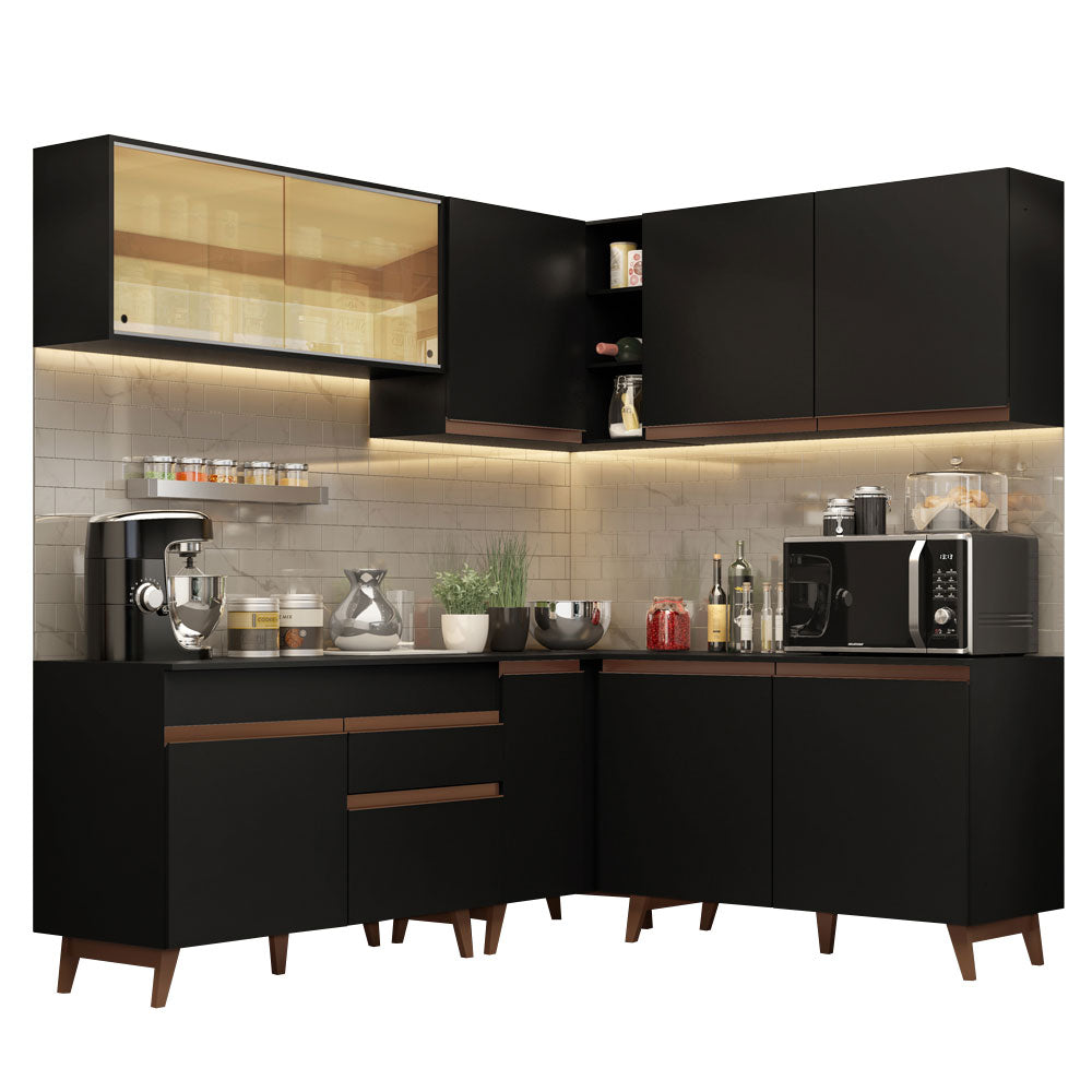 Cocina Integral de Esquina Reims 3.80 m con Encimera Negro 01