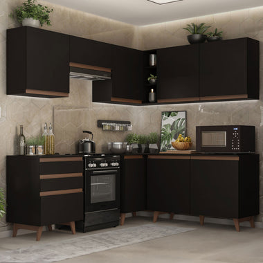 Cocina Integral de Esquina Reims 3.90 m con Encimera Negro 01