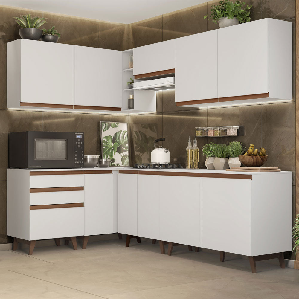 Cocina Integral de Esquina Reims 3.90 m con Encimera Blanco 02