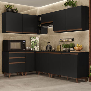 Cocina Integral de Esquina Reims 3.90 m con Encimera Negro 02