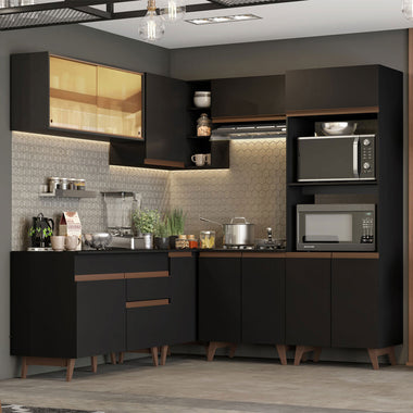 Cocina Integral de Esquina Reims 4.00 m con Encimera Negro 01