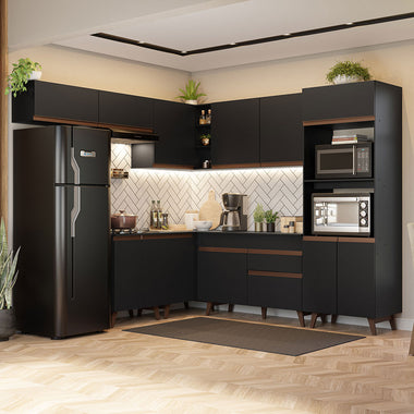 Cocina Integral de Esquina Reims 4.70 m con Encimera Negro 01