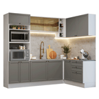 Cocina Integral de Esquina Vik 4.00 m Blanco/Gris 02