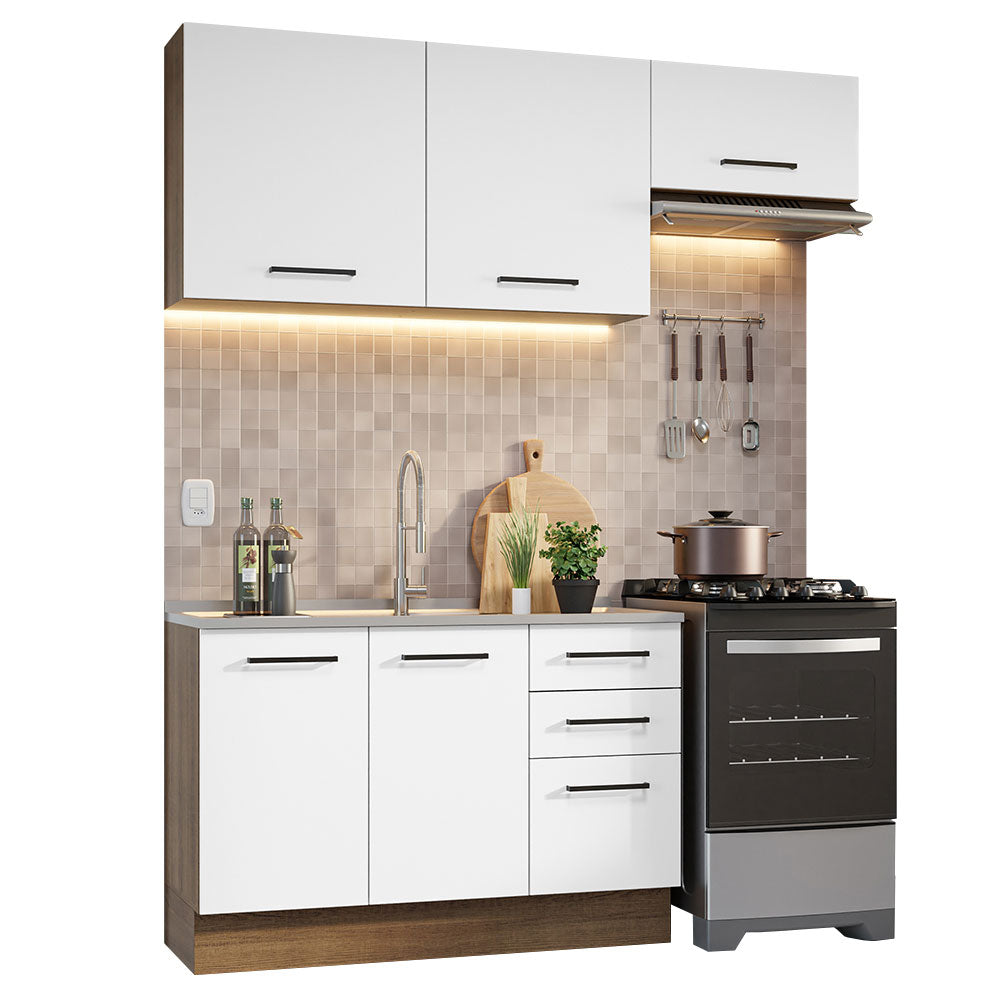 Cocina Integral Agata 1.80 Metros Marrón/Blanco 09