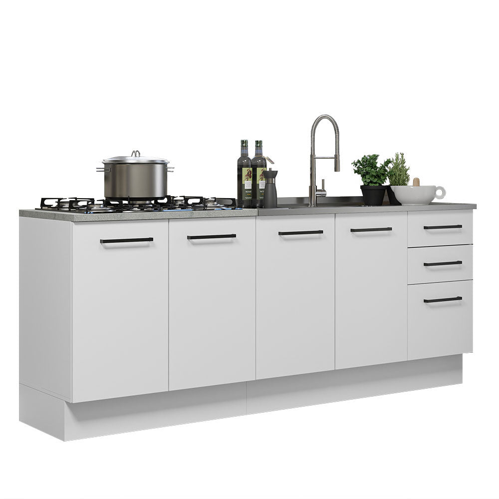 Kit 2 Muebles de Cocina Bajo Agata 2.00 Metros Blanco