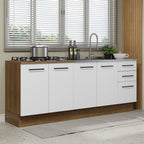 Kit 2 Muebles de Cocina Bajo Agata 2.00 Metros Marrón/Blanco