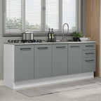 Kit 2 Muebles de Cocina Bajo Agata 2.00 Metros Blanco/Gris