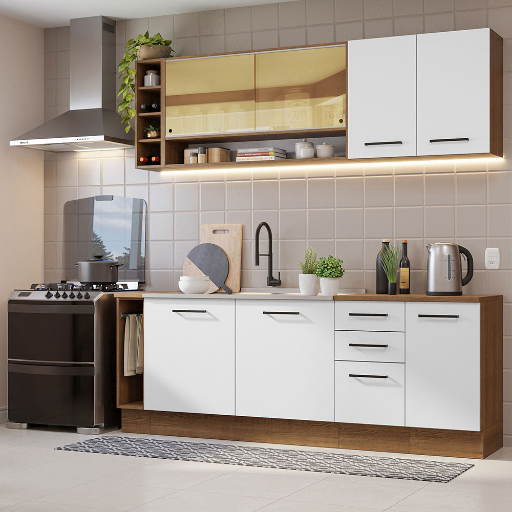 Cocina Integral Agata Thêmis 2.20 Metros Marrón/Blanco