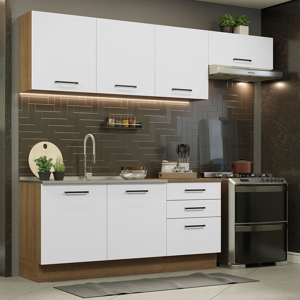 Cocina Integral Agata 2.60 m Marrón/Blanco 02