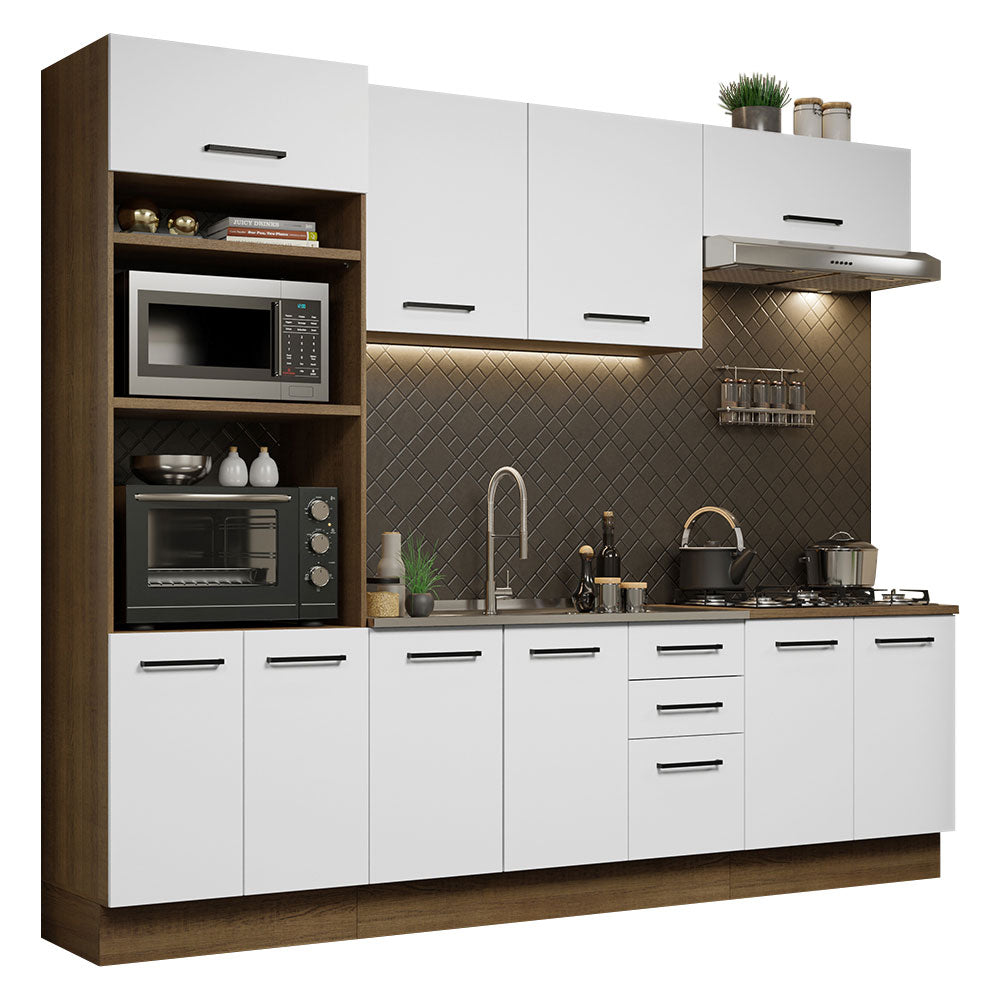 Cocina Integral Agata 2.70 Metros Marrón/Blanco 01