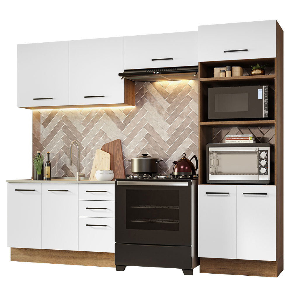 Cocina Integral Agata 2.70 Metros Marrón/Blanco 08