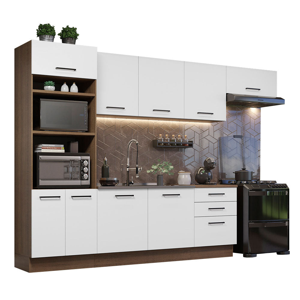 Cocina Integral Agata 3.30 Metros Marrón/Blanco 01