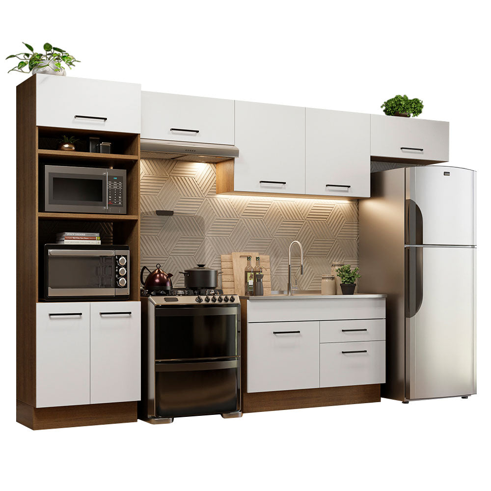 Cocina Integral Agata 3.50 Metros Marrón/Blanco 01
