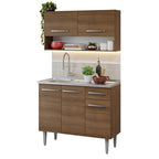 Cocina Integral Compacta Emilly 1.05 m con Mesón de Acero Marrón 04