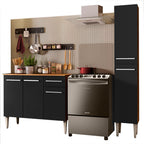 Cocina Integral Emilly Silver 1.40 Metros Marrón/Negro 01