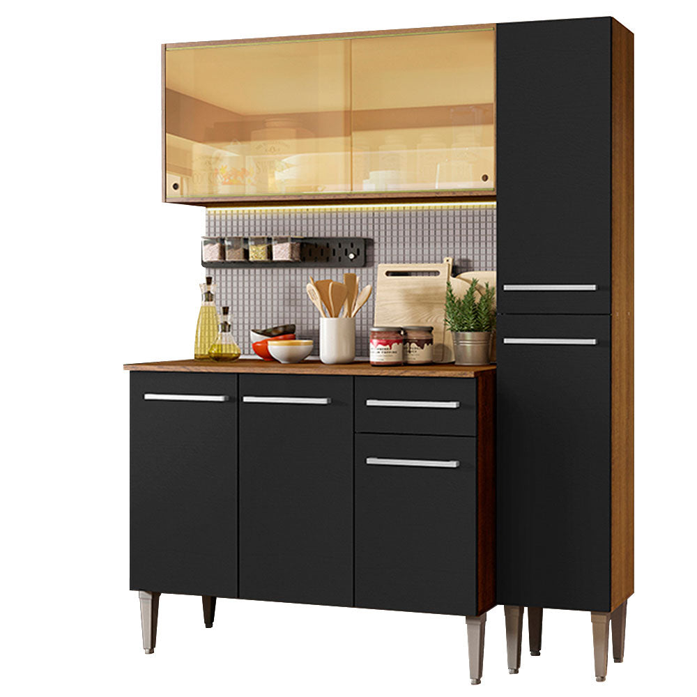 Cocina Integral Emilly Gold 1.40 Metros Marrón/Negro 03
