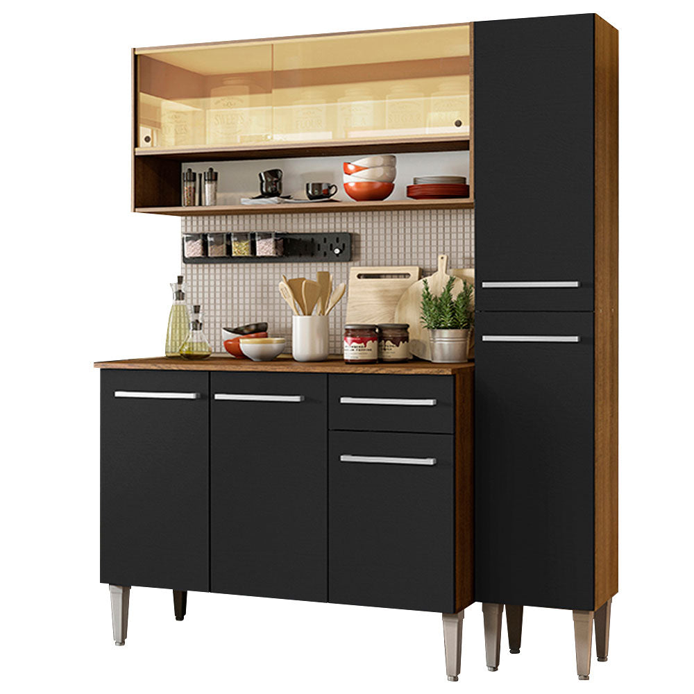 Cocina Integral Emilly Art 1.40 Metros Marrón/Negro 04