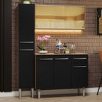 Cocina Integral Emilly 137 cm 06 Marrón/Negro Madesa