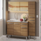 Cocina Integral Emilly 1.40 m con Mesón de Acero Marrón 08