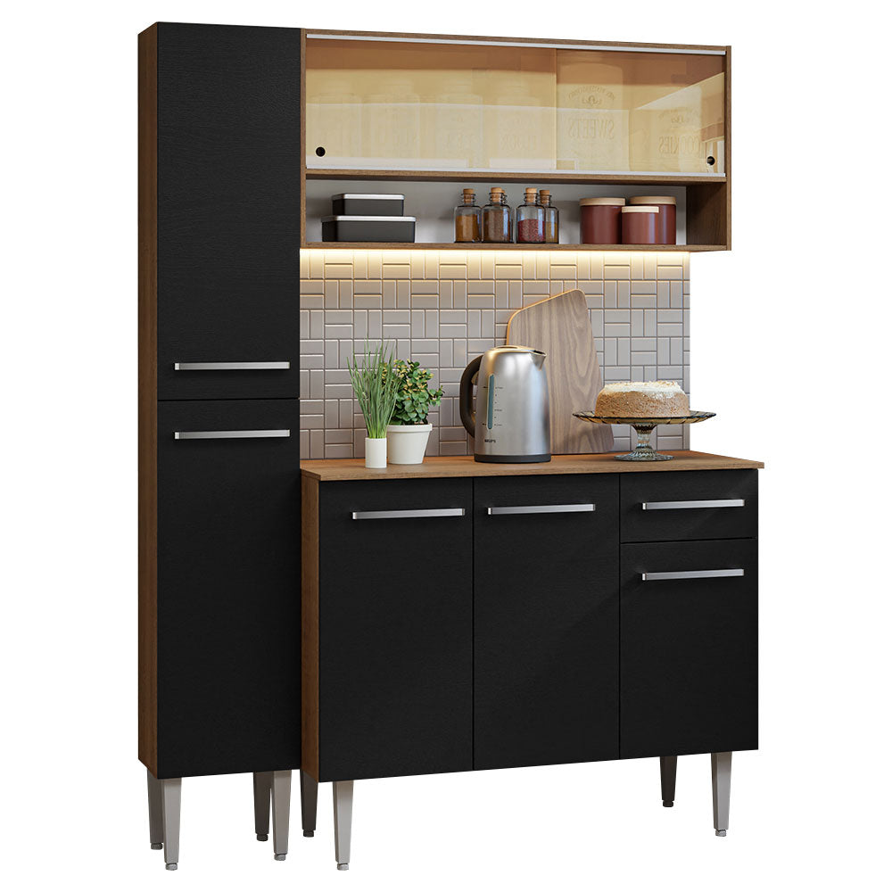 Cocina Integral Emilly 137 cm 09 Marrón/Negro Madesa