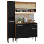Cocina Integral Emilly 137 cm 09 Marrón/Negro Madesa