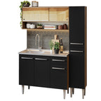 Cocina Integral Emilly 137 cm con Mesón de Acero 10 Marrón/Negro Madesa