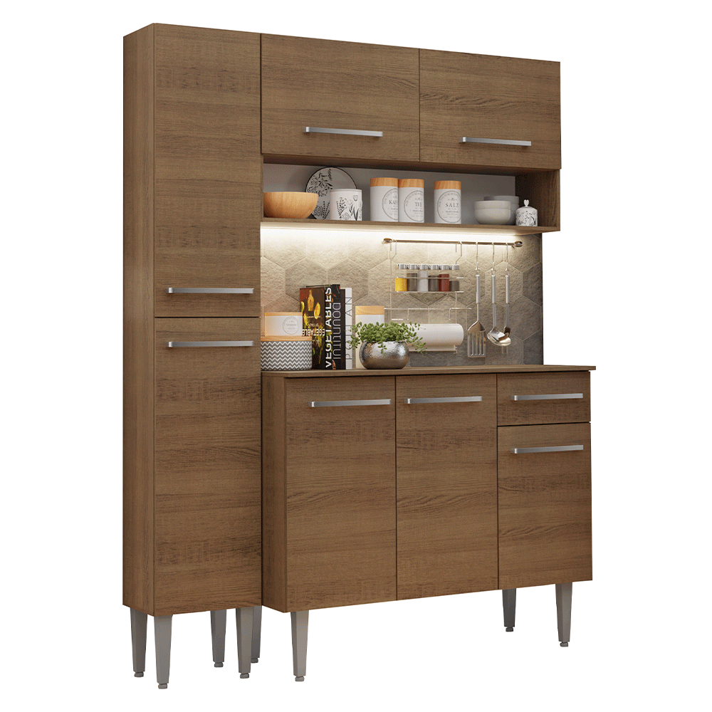 Cocina Integral Emilly 1.40 Metros Marrón 12