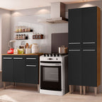 Cocina Integral Emilly 169 cm Front 02 Marrón/Negro Madesa