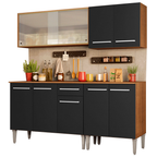 Cocina Integral Emilly 169 cm Box 03 Marrón/Negro Madesa