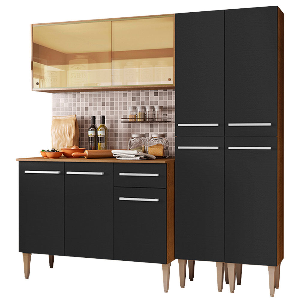 Cocina Integral Emilly 169 cm Voice 06 Marrón/Negro Madesa