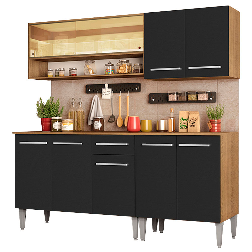 Cocina Integral Emilly Dance 1.70 Metros Marrón/Negro 07