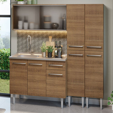 Cocina Integral Emilly 1.70 m con Mesón de Acero Marrón 11