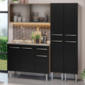 Cocina Integral Emilly 169 cm con Mesón de Acero 11 Marrón/Negro Madesa