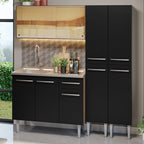 Cocina Integral Emilly 169 cm con Mesón de Acero 12 Marrón/Negro Madesa