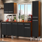Cocina Integral Emilly Sing 2.00 Metros Marrón/Negro