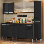 Cocina Integral Emilly 201 cm Fast Marrón/Negro Madesa