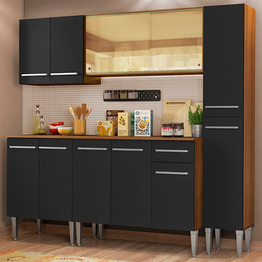 Cocina Integral Emilly West 2.00 Metros Marrón/Negro