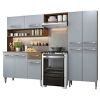 Cocina Integral Emilly Pop 2.30 Metros con Mesón MDP Marrón/Gris
