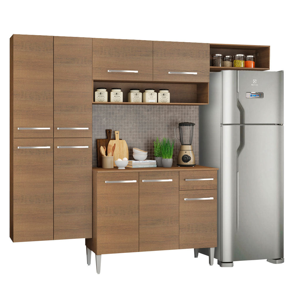 Cocina Integral Emilly Fit 2.30 Metros Marrón