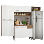 Cocina Integral Emilly Fit 2.30 Metros Marrón/Blanco