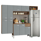 Cocina Integral Emilly Fit 2.30 Metros Marrón/Gris