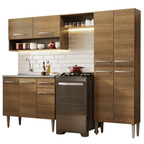 Cocina Integral Emilly 229 cm con Mesón de Acero 10 Marrón Madesa
