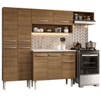 Cocina Integral Emilly 229 cm con Mesón de Acero 12 Marrón Madesa