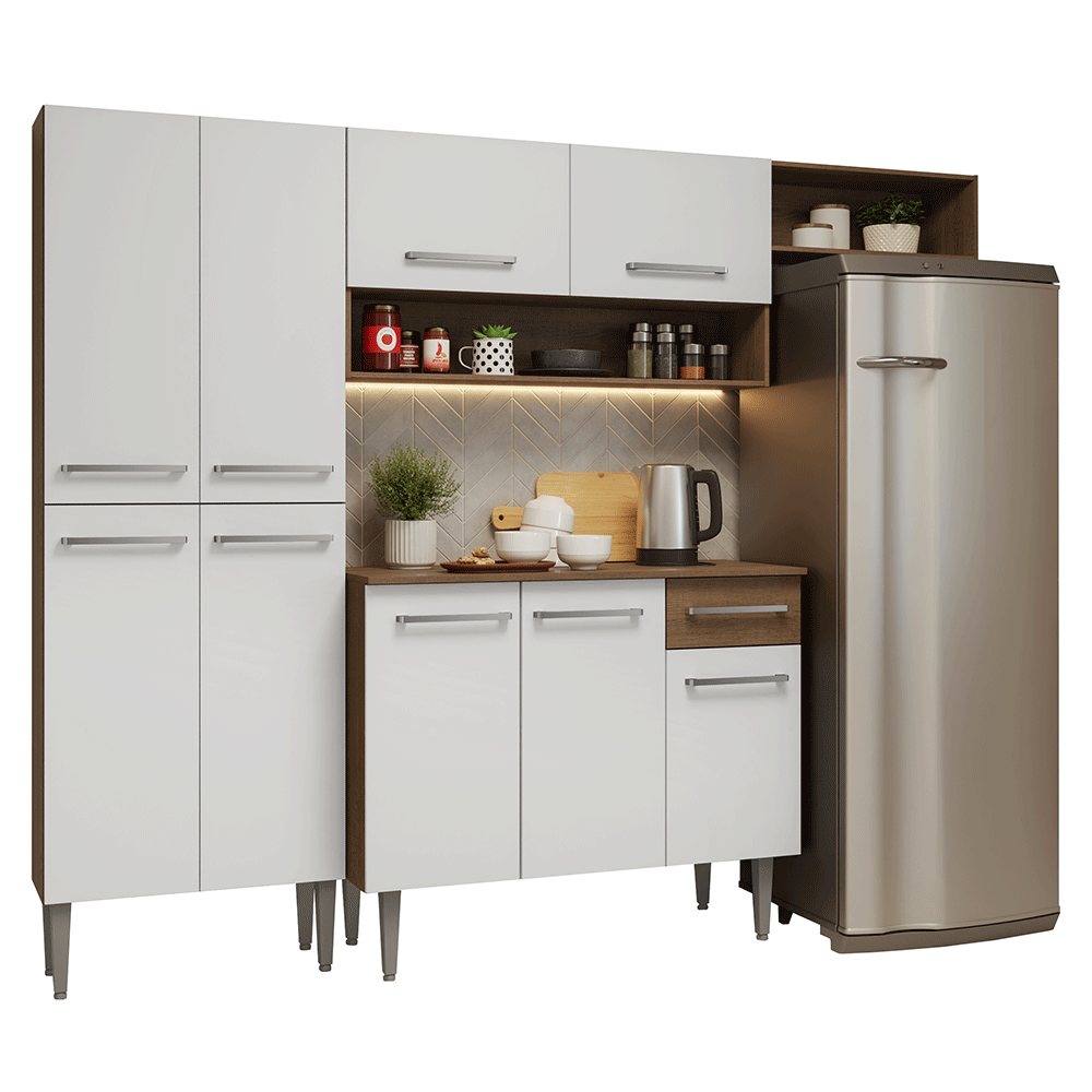 Cocina Integral Emilly 2.30 Metros Marrón/Blanco 16