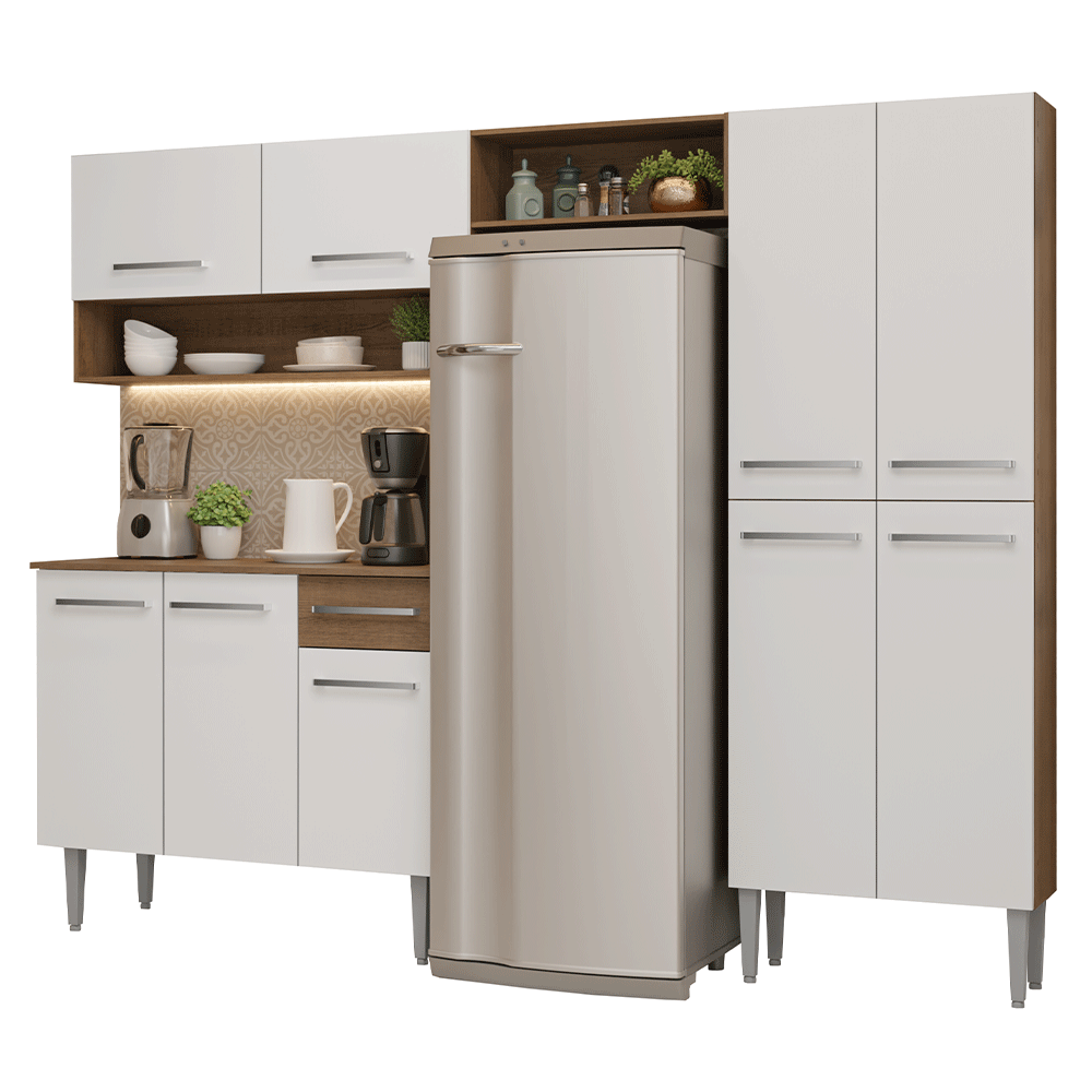 Cocina Integral Emilly 2.30 Metros Marrón/Blanco 17